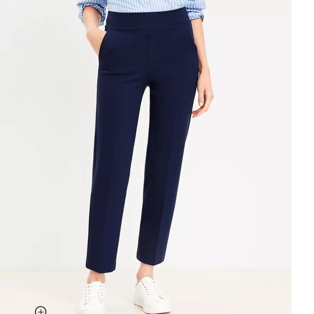 LOFT Pull On Straight Stretch Ankle Navy Blue Ponte Pants Size XS